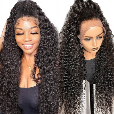 Cheveux indiens bruts HD dentelle perruques frontales 360 dentelle perruques pour femmes noires 10A 12A bouclée