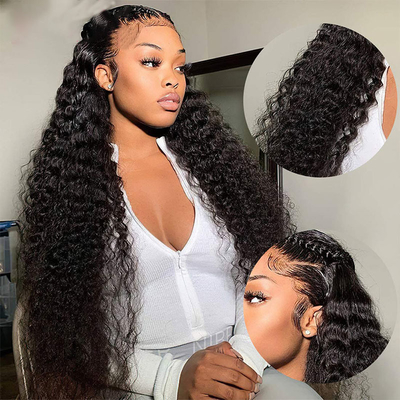 Cheveux indiens bruts HD dentelle perruques frontales 360 dentelle perruques pour femmes noires 10A 12A bouclée