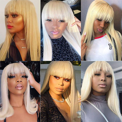 100% de cuticule vierge alignée cheveux humains 613 Perruque blonde pour les femmes noires