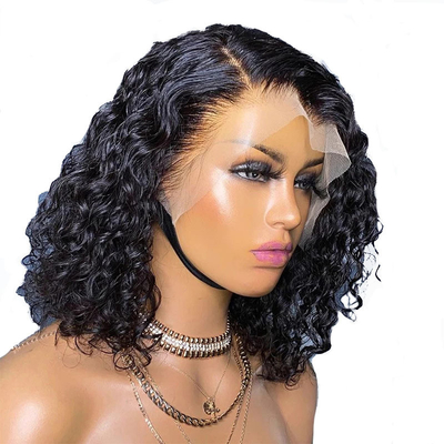 Marron clair vague d'eau bob perruque brune brune brune brésilienne cheveux humains vierges Hd plein dentelle perruque frontale