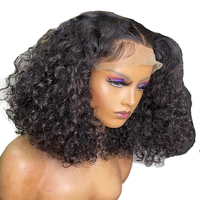 Marron clair vague d'eau bob perruque brune brune brune brésilienne cheveux humains vierges Hd plein dentelle perruque frontale