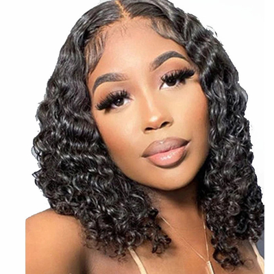 Marron clair vague d'eau bob perruque brune brune brune brésilienne cheveux humains vierges Hd plein dentelle perruque frontale