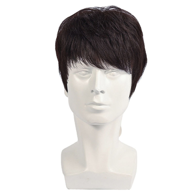 150% de densité naturelle Noir cheveux courts humains Perruque pour hommes Couche de cheveux complets de remplacement