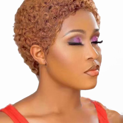 Afro Kinky Curly Cheveux humains courts Machine faite Perruques pour hommes Cheveux brésiliens