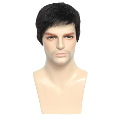 360 naturel pré-pluck courte fermeture perruque pour homme doux et brillant