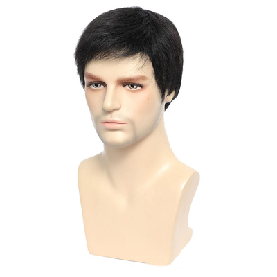 360 naturel pré-pluck courte fermeture perruque pour homme doux et brillant
