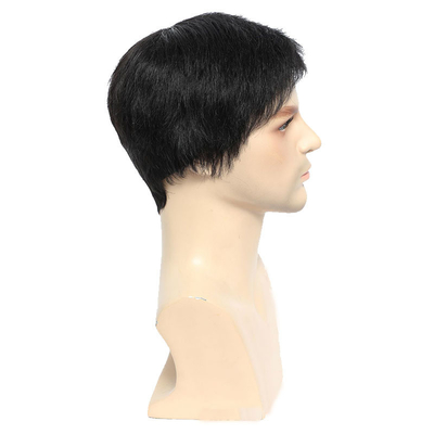 360 naturel pré-pluck courte fermeture perruque pour homme doux et brillant