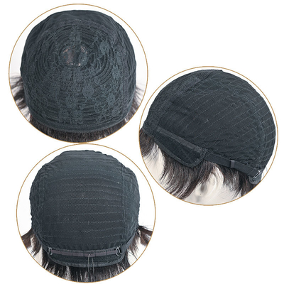 360 naturel pré-pluck courte fermeture perruque pour homme doux et brillant