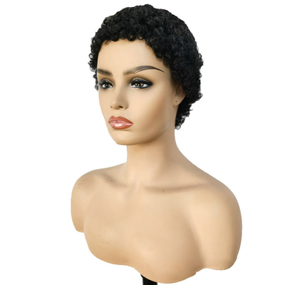 Machine faite courte coiffure en boucles humaine Perruque Afro boucles sans fermeture de dentelle Vierge brésilienne