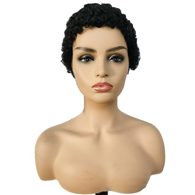 Machine faite courte coiffure en boucles humaine Perruque Afro boucles sans fermeture de dentelle Vierge brésilienne