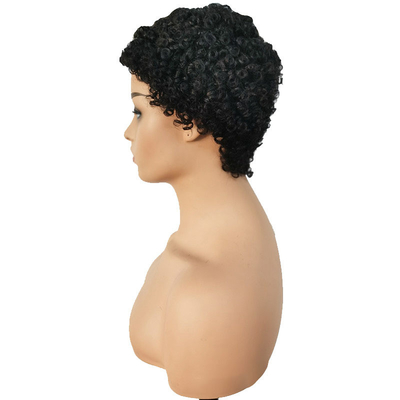 Machine faite courte coiffure en boucles humaine Perruque Afro boucles sans fermeture de dentelle Vierge brésilienne