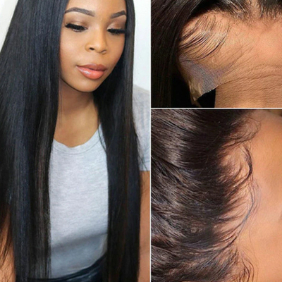 Longue osse noire droite Viêt-Nam crue cheveux vierges perruques pour la dentelle technique avant