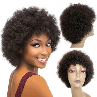 Cuticule de cheveux humains indiens crue alignée coupe de pantin Afro bouclée Perruques GS fournitures 250g-450g