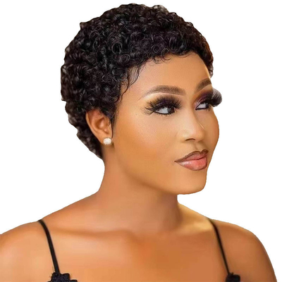 Des perruques à 100% pour cheveux humains pour femmes noires Des perruques courtes à coupe de fées Prix abordables Vente