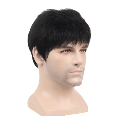 Perruques courtes sur mesure sans colle Cheveux naturels brésiliens pour les jeunes hommes à 250% de densité