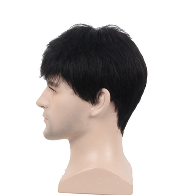 Perruques courtes sur mesure sans colle Cheveux naturels brésiliens pour les jeunes hommes à 250% de densité