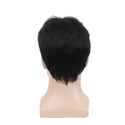 Perruques courtes sur mesure sans colle Cheveux naturels brésiliens pour les jeunes hommes à 250% de densité
