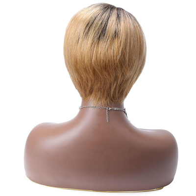 Longue Viêt-namée Vierge Vierge HD 13x1 T Partie dentelle Front Pixie Coupe de cheveux humains Perruques Ombre Brun