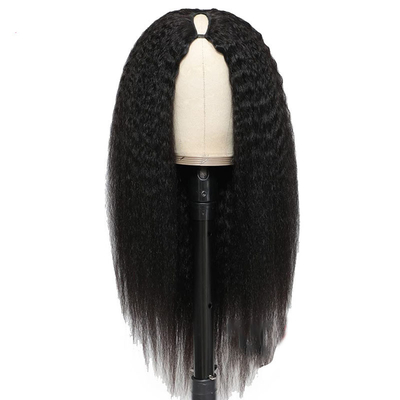 Longue chevelure humaine V Partie Perruque 30 pouces Kinky Cheveux droits brésiliens Remy Perruque