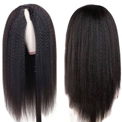 Longue chevelure humaine V Partie Perruque 30 pouces Kinky Cheveux droits brésiliens Remy Perruque