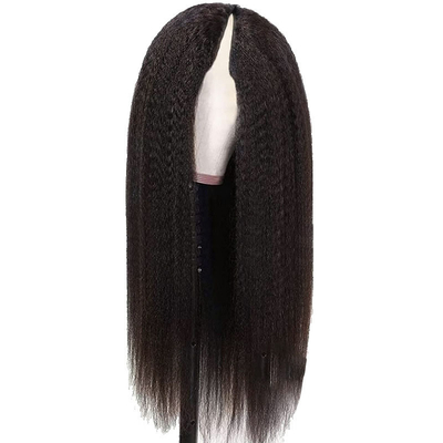 Longue chevelure humaine V Partie Perruque 30 pouces Kinky Cheveux droits brésiliens Remy Perruque