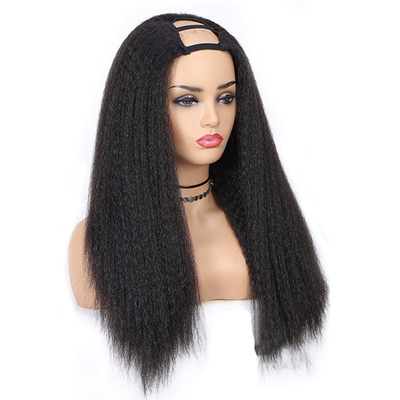 Cheveux vierges avantage Kinky cheveux humains droits sans colle U Partie perruque pour l' achat en vrac