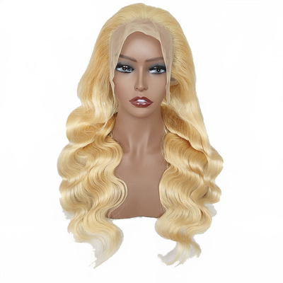 Couleur marron clair dentelle Vierge blonde surlignée corps ondulé bouclé Full Lace Front Perruque 613 HD 13x6 pour les femmes