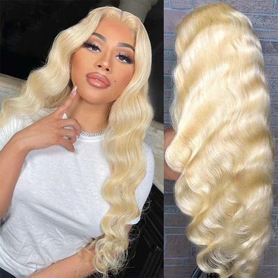 Couleur marron clair dentelle Vierge blonde surlignée corps ondulé bouclé Full Lace Front Perruque 613 HD 13x6 pour les femmes
