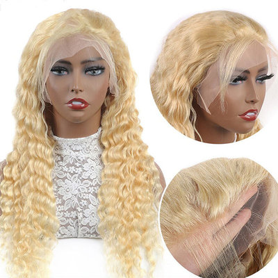 Couleur marron clair dentelle Vierge blonde surlignée corps ondulé bouclé Full Lace Front Perruque 613 HD 13x6 pour les femmes