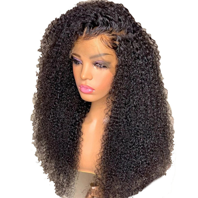 HD Suisse dentelle Front Mongolien Péruvien 13x4 Afro Kinky Curly cheveux humains Perruque avec cheveux de bébé