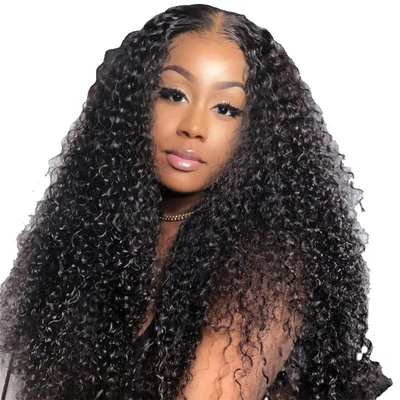 HD Suisse dentelle Front Mongolien Péruvien 13x4 Afro Kinky Curly cheveux humains Perruque avec cheveux de bébé