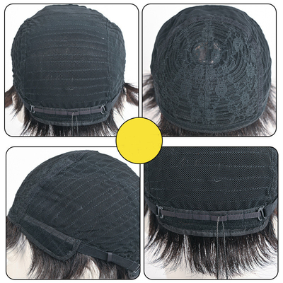 Cheveux brésiliens doux et brillants coupure courte tête pleine masculine perruques noires avec scalp naturel