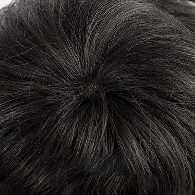 Cheveux brésiliens doux et brillants coupure courte tête pleine masculine perruques noires avec scalp naturel