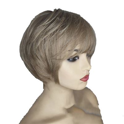 6' court sans colle naturel de Pixie Coupe brésilienne Perruque cheveux humains Perruques pour les femmes blanches