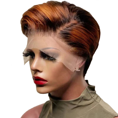 6' court sans colle naturel de Pixie Coupe brésilienne Perruque cheveux humains Perruques pour les femmes blanches
