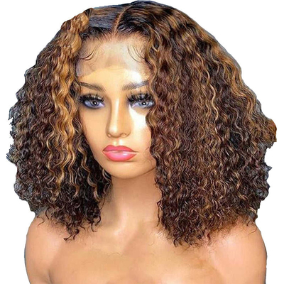 8 pouces HD dentelle avant vague d'eau péruvienne courte coupure émoussée bob bouclé cheveux humains perruques fo