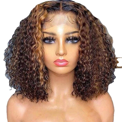 8 pouces HD dentelle avant vague d'eau péruvienne courte coupure émoussée bob bouclé cheveux humains perruques fo