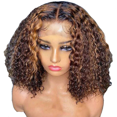 8 pouces HD dentelle avant vague d'eau péruvienne courte coupure émoussée bob bouclé cheveux humains perruques fo