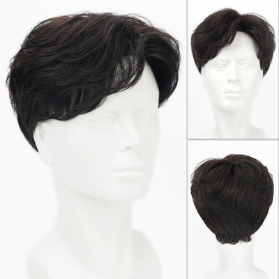 100% cheveux humains, tête pleine, Vietnam, noir, très courte coupe, perruques indiennes pour hommes asiatiques