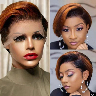 Cheveux haut T1B/30 Lentille avant Cheveux humains 100% Perruques courtes Perruques naturelles Pièces pour femmes