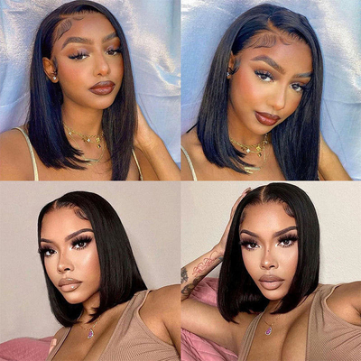 14 pouces Full Hd Lace Front Cheveux Humains Pas de colle Perruques 360 Full Lace Frontal Perruque Cheveux Humains