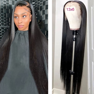 Taille moyenne dentelle avant originale brésilienne naturelle perruque de cheveux humains pour les femmes noires