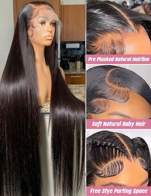 Taille moyenne dentelle avant originale brésilienne naturelle perruque de cheveux humains pour les femmes noires