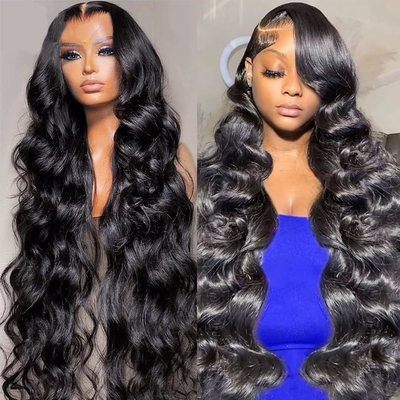 Taille moyenne dentelle avant originale brésilienne naturelle perruque de cheveux humains pour les femmes noires