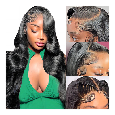 Cheveux vierges Perruque frontale avec ouvertures en dentelle suisse et cheveux indiens bruts
