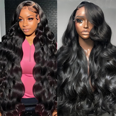 Cheveux vierges Perruque frontale avec ouvertures en dentelle suisse et cheveux indiens bruts