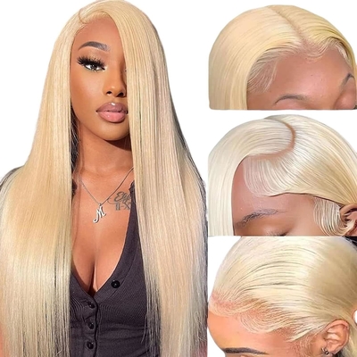 Cheveux chinois 613 Blonde 13X6 Hd Full Lace Frontale Cheveux humains bruts Perruque avec cheveux de bébé