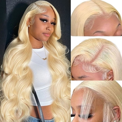 Cheveux chinois 613 Blonde 13X6 Hd Full Lace Frontale Cheveux humains bruts Perruque avec cheveux de bébé