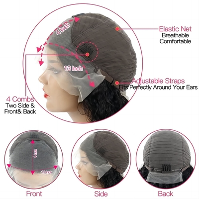 30 pouces d'eau profonde vague de corps vague 4x4 HD transparente dentelle frontale de cheveux humains bruts perruque pour les femmes noires
