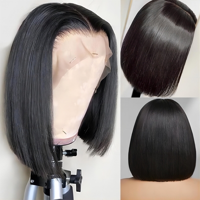 Cheveux brésiliens courts bob transparent bob perruques Hd dentelle avant perruques de cheveux humains 8-14 pouces